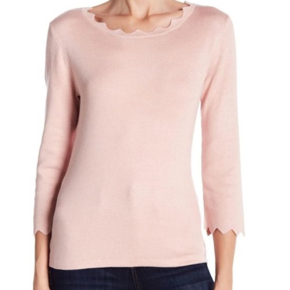 Philosophy Light Pink Scalloped Sweater